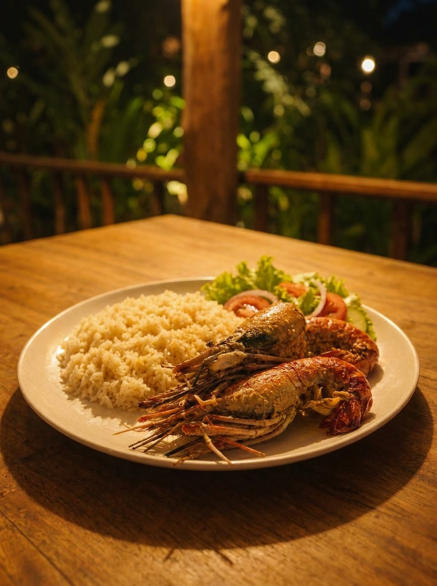 Giant Tiger Prawn & Coconut Rice evening at Ponta Local Table